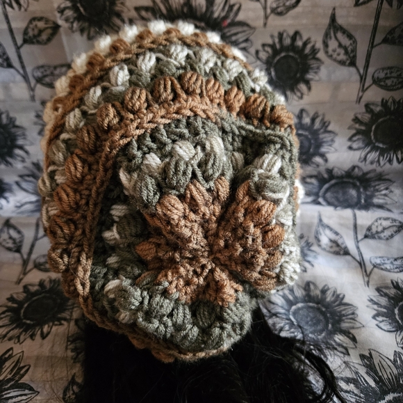 Crochet Green And Brown Slouchy Woodland Beanie Hat main image 13